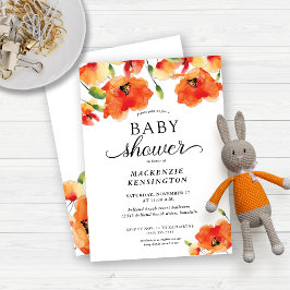 Elegante Golden Poppy Baby Dusche Einladung
