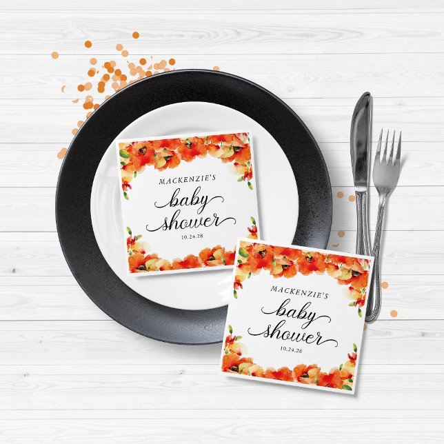 Elegante Golden Poppy Baby Dusche Serviette (Elegant Golden Poppy Baby Shower Napkins)