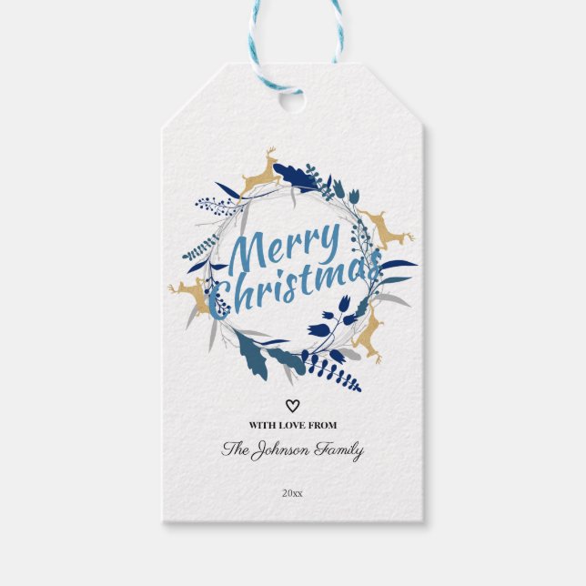 Elegante Golden Rentier Weihnachtsfeier Geschenkanhänger (Vorderseite)