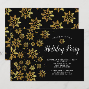 Elegante Golden Snowflakes Einladung
