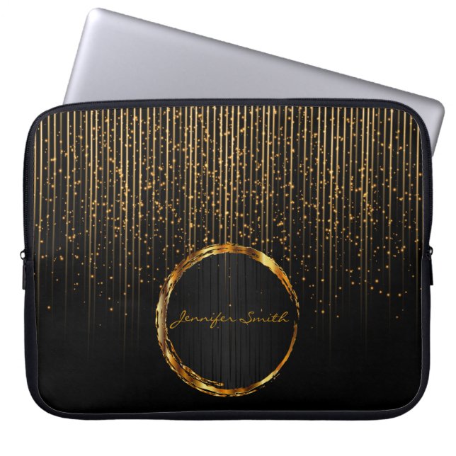 Elegante Golden Star Leuchten mit DIY-Namen Laptopschutzhülle (Vorderseite)