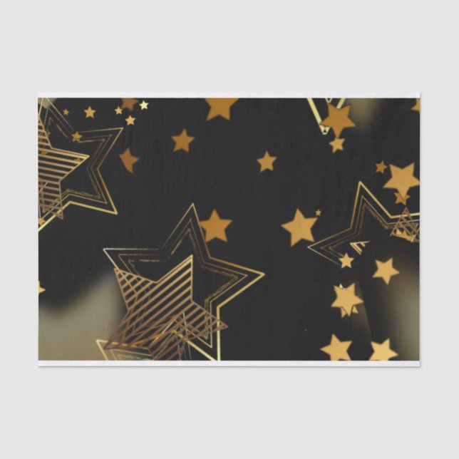 Elegante Golden Stars Frohe Weihnachten Seidenpapier (Vorderseite)