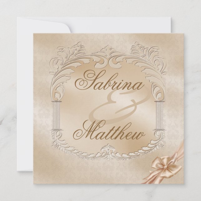 Elegante Golden Swans Formal Wedding Einladung (Vorderseite)