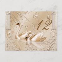Elegante Golden Swans Table Card