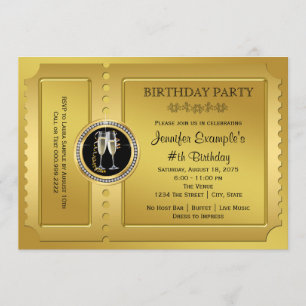 Elegante Golden Ticket Geburtstagsparty Einladung