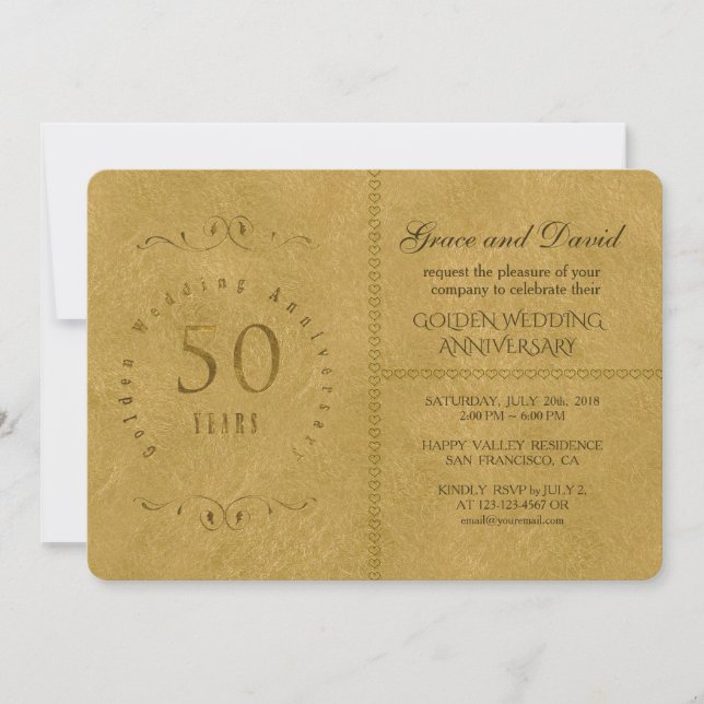 Elegante Golden Wedding Anniversary Einladung (Vorderseite)