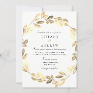 Elegante Golden Wreath Wedding Einladung