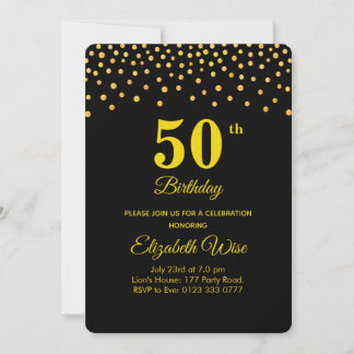 Elegante goldene 50. Geburtstagsfeier Einladung