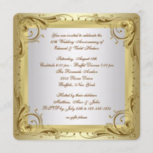 Elegante Goldene 50. Hochzeitstag-Party Einladung