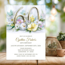 Elegante Goldene 60 Florale 60. Geburtstagsfeier