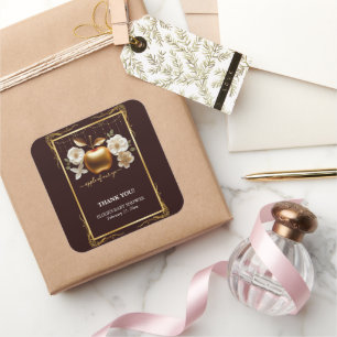 Elegante Goldene Apfel Unseres Auges Baby Shower Quadratischer Aufkleber