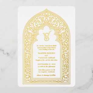 Elegante Goldene Arabeske Hochzeit Folieneinladung