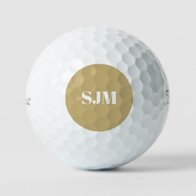 Elegante goldene, benutzerdefinierte Monogramm-Ini Golfball (Vorderseite)