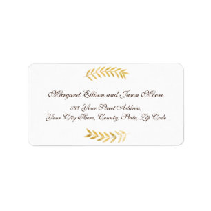 Elegante goldene Blätter und dunkelbraune Adresse Adressaufkleber