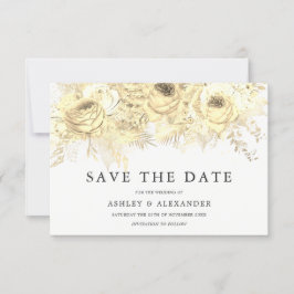 Elegante goldene Blume Hochzeit speichern das Datu Save The Date