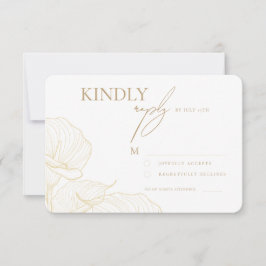 Elegante Goldene Blumen Botanische Moderne Hochzei RSVP Karte