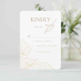 Elegante goldene Blumen Botanische moderne Hochzei RSVP Karte