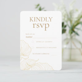 Elegante Goldene Blumen Botanische Moderne Hochzei RSVP Karte