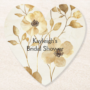 Elegante Goldene Blumen Brautparty Untersetzer