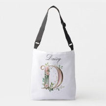 Elegante goldene Blumen-Buchstabe D Umhängetasche