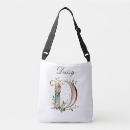 Elegante goldene Blumen-Buchstabe D Umhängetasche Tragetaschen Mit Langen Trägern