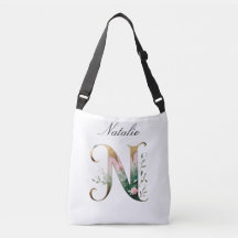 Elegante goldene Blumen-Buchstabe N Umhängetasche
