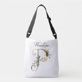 Elegante goldene Blumen-Buchstabe P Umhängetasche Tragetaschen Mit Langen Trägern