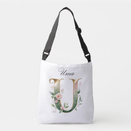 Elegante goldene Blumen-Buchstabe-U-Umhängetasche Tragetaschen Mit Langen Trägern
