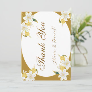 Elegante goldene Blumen-Dankeskarte Dankeskarte
