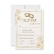 Elegante goldene Blumen-Hochzeits-RSVP-Karte