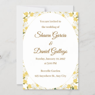 Elegante goldene Blumen-Hochzeitseinladungskarte Magneteinladung
