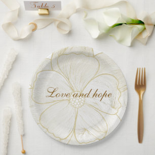 Elegante goldene Blumen-Hochzeitspapierteller Pappteller