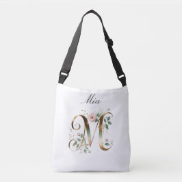 Elegante goldene Blumen-Letter-M-Umhängetasche Tragetaschen Mit Langen Trägern