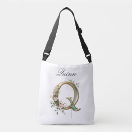 Elegante goldene Blumen-Letter-Q-Umhängetasche Tragetaschen Mit Langen Trägern