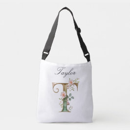 Elegante goldene Blumen-Letter-T-Umhängetasche Tragetaschen Mit Langen Trägern