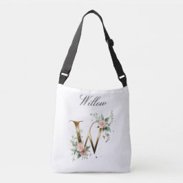 Elegante goldene Blumen-Letter W Umhängetasche Tragetaschen Mit Langen Trägern