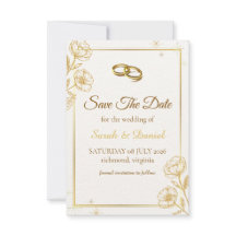 Elegante goldene Blumen-Save-the-Date-Karte