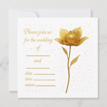 Elegante goldene Blumenhochzeits-Einladung