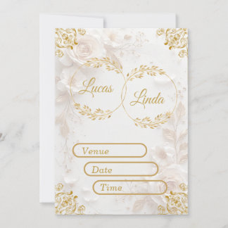 Elegante goldene Blumenhochzeitseinladung 5x7 Kart Einladung