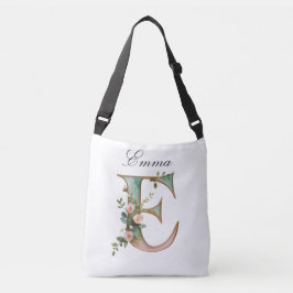 Elegante goldene Blumenletter E Umhängetasche Tragetaschen Mit Langen Trägern