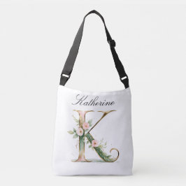 Elegante goldene Blumenletter K Umhängetasche Tragetaschen Mit Langen Trägern