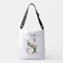 Elegante goldene Blumenletter S Umhängetasche