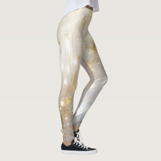 Elegante goldene Blumenmarmor-Leggings Leggings