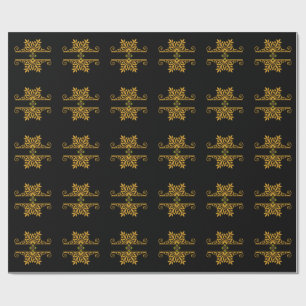 Elegante goldene Blumenornament im Barockstil Geschenkpapier