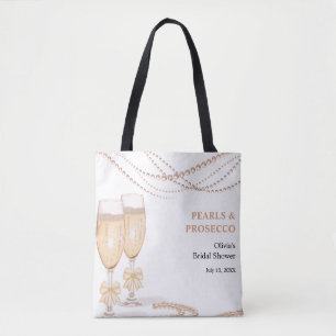 Elegante Goldene Bogen Perlen und Prosecco Brautpa Tasche