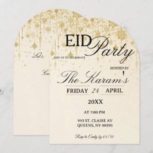 Elegante goldene Boho-Eid-Party-Einladungskarte Einladung
