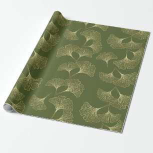Elegante goldene botanische Blätter Geschenkpapier