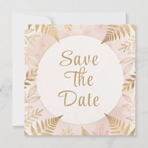 Elegante Goldene Botanische Farn-Hochzeitseinladun Dankeskarte