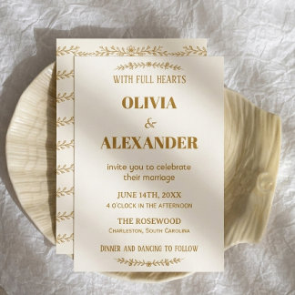 Elegante goldene botanische Hochzeit Einladung