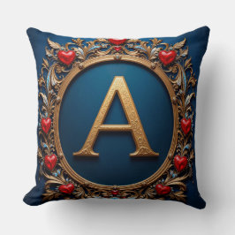 Elegante Goldene Buchstaben a Umgeben von Herzen Kissen